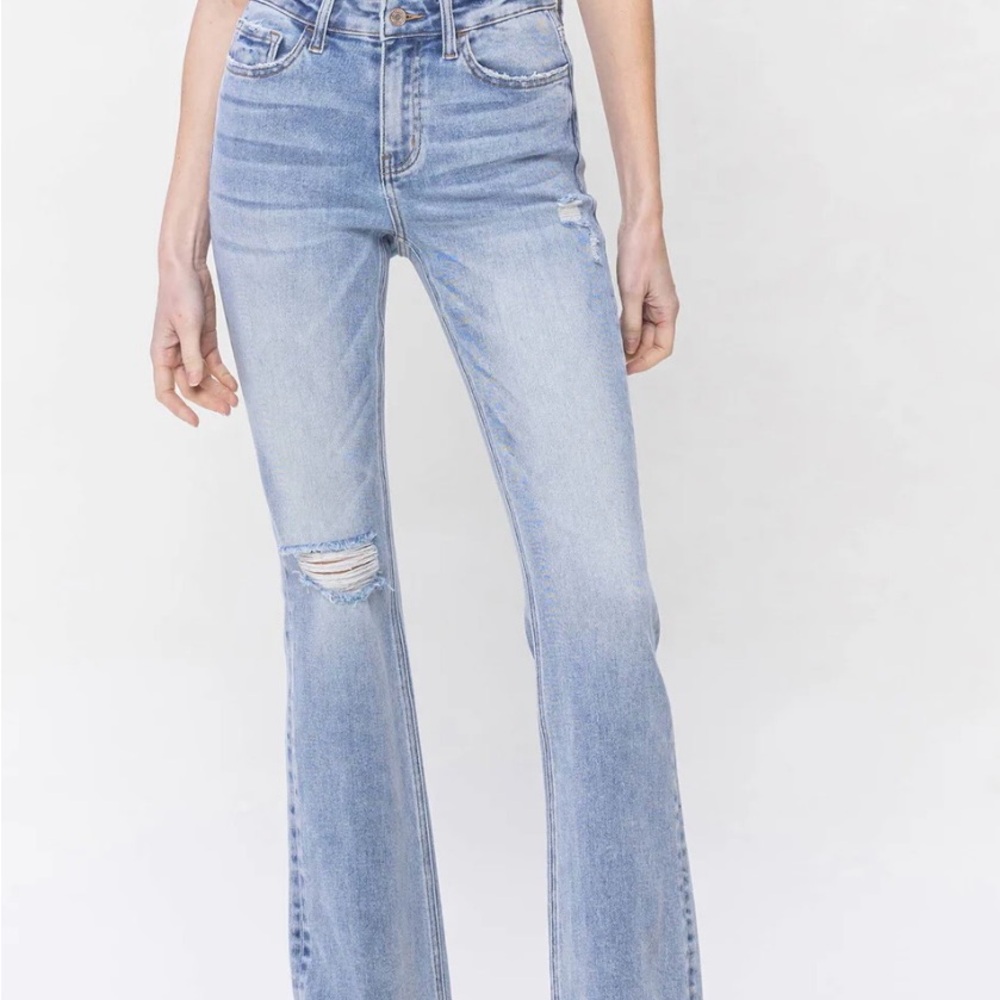 Women's Light Blue Distressed Jeans